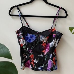 Floral Spaghetti Strap Corset-Type Top